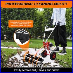 1.7HP 2 Stroke Gas Power Sweeper Broom Artificial Grass Lawn Brush Cleaner