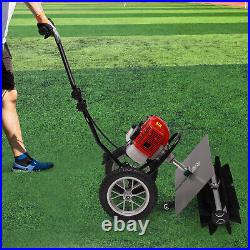 2 Strokes Gas Power Broom Sweeper Walk-Behind Driveway Turf Grass Snow Cleaning
