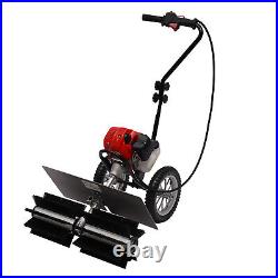 2 Strokes Gas Power Broom Sweeper Walk-Behind Driveway Turf Grass Snow Cleaning