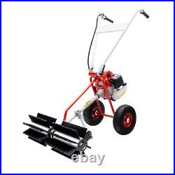 43CC Gas Power Sweeper Handheld Cleaning Driveway Turf Artificial Grass Broom