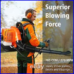 43CC Powerful Backpack Gas Blower Petrol Leaf Blower 2-Stroke 665CFM 3hp 1.7L