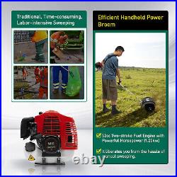 52CC Gas Power Brush Broom Sweeper Artificial Grass Patio Driveway Street Clean