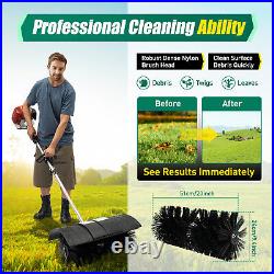 52cc Gas Power Sweeper Brush Broom Cleaner Driveway Grass Sweeper Cleaning Tool