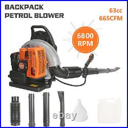 Leaf Blower 63CC 2-stroke Engine Gas Powered Backpack Leaf Blower 665 CFM UK